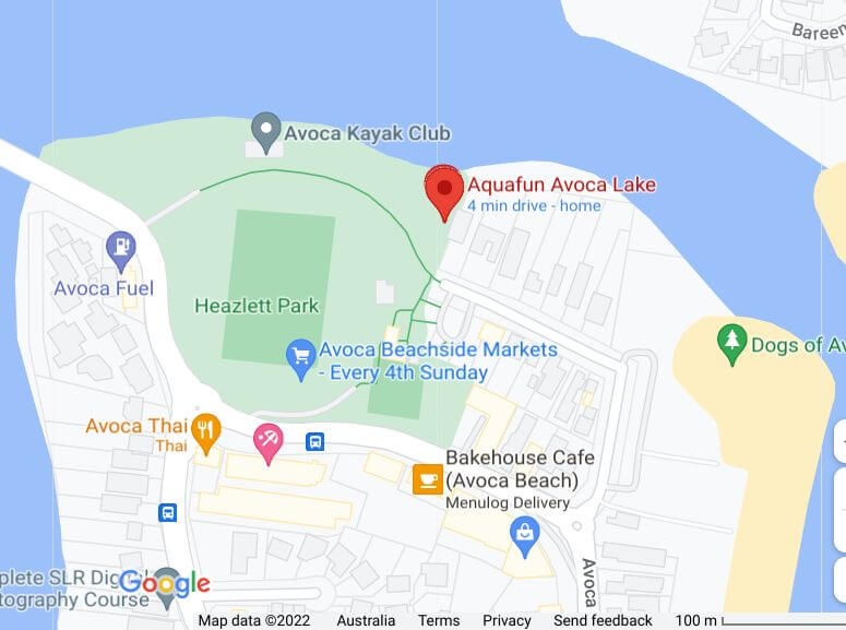 Aquafun on Avoca Lake Map