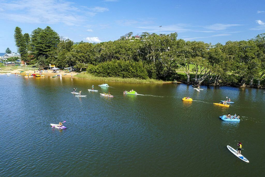 Hire kayaks, pedal-boats and stand up paddle boards at Aquafun Avoca Lake. A must-do activity at Avoca Beach.  