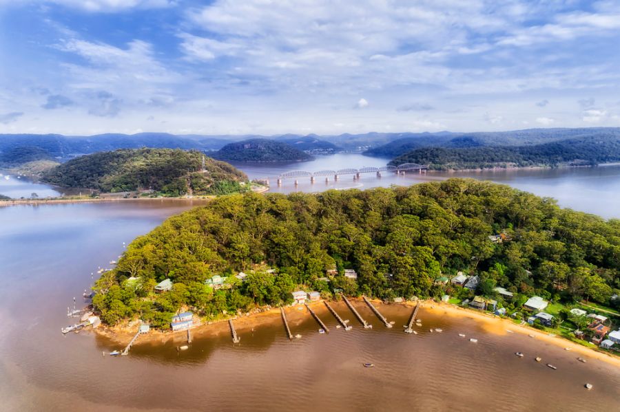 Dangar Island on the Hawkesbury River - Aerial View