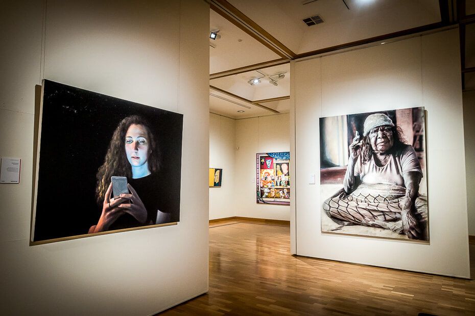 Paintings on the walls at the gallery. Paintings on the walls at the gallery.