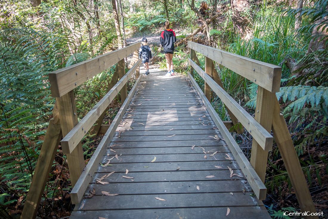 Walking across the little bridge. Walking across the little bridge.