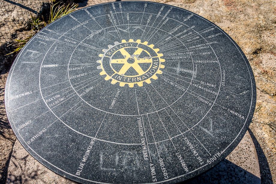 Round stone table that shows where places are located. Round stone table that shows where places are located.